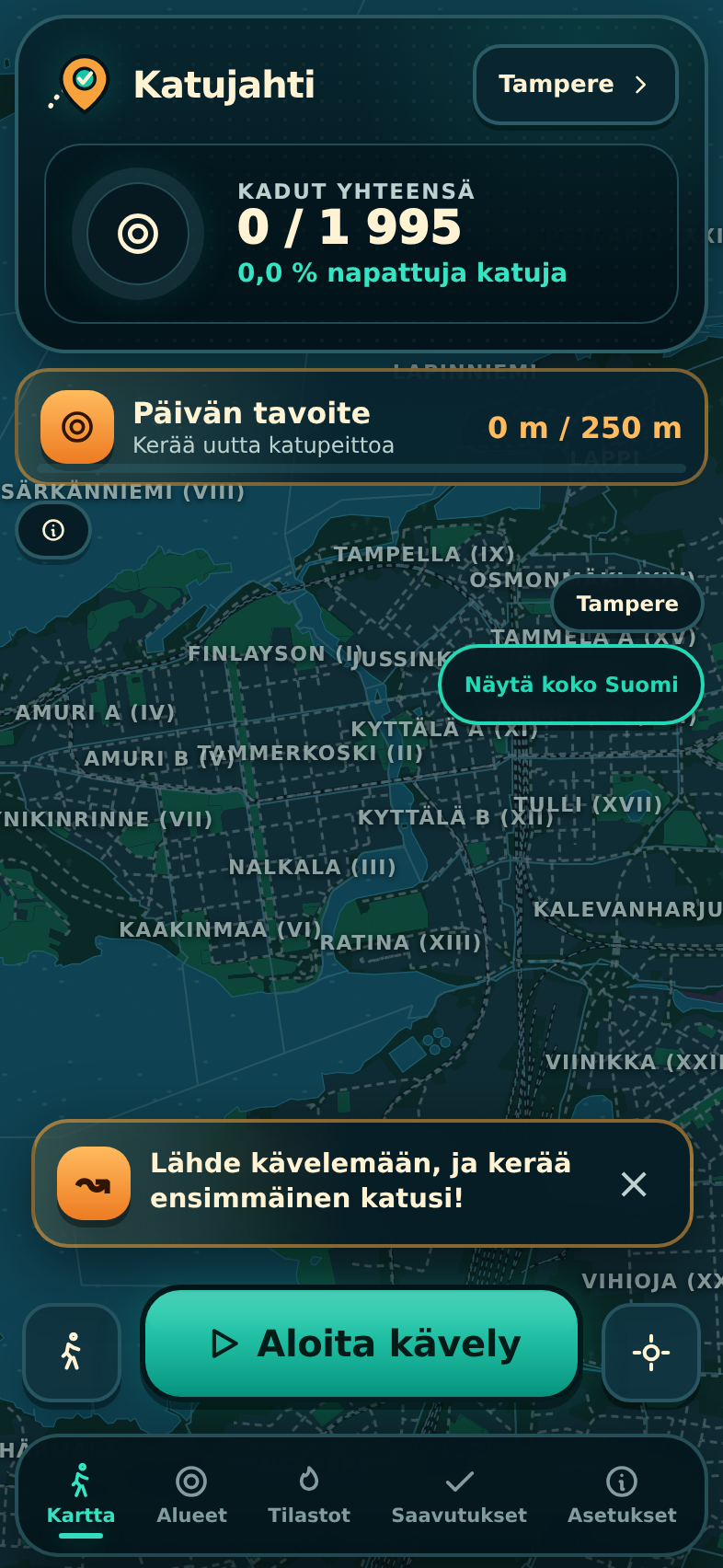 Katujahdin karttanäkymä Tampereella